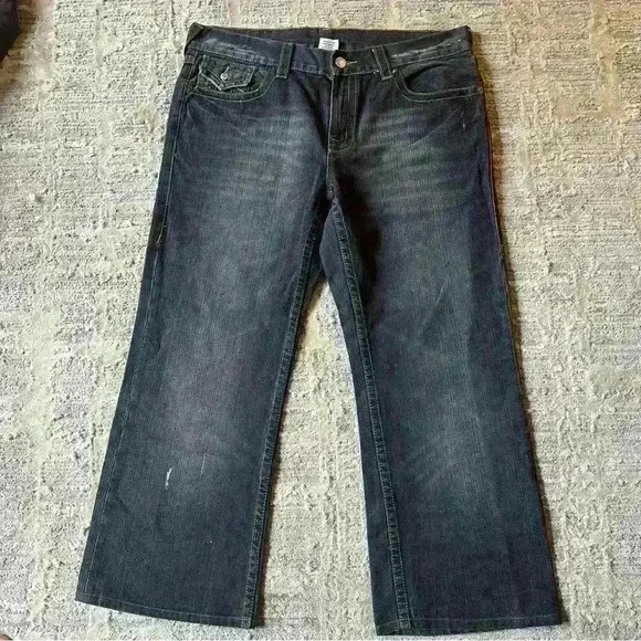 True Religion Rare‎ Embroidered Hindu God Billy Vintage Wide Leg Jeans 36x28 - Picture 3 of 12